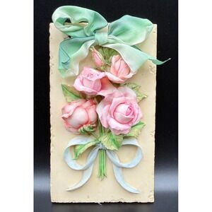 Mud Pie Roses 1999 Floral Wall Plaque For Garden Porch Door Decor Resin 3D VTG